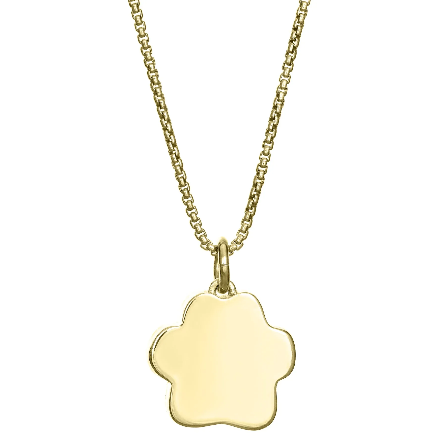 Large Paw Print Cremation Necklace in 14K Yellow Gold