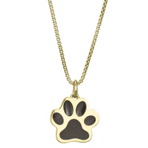 Large Paw Print Cremation Necklace in 14K Yellow Gold