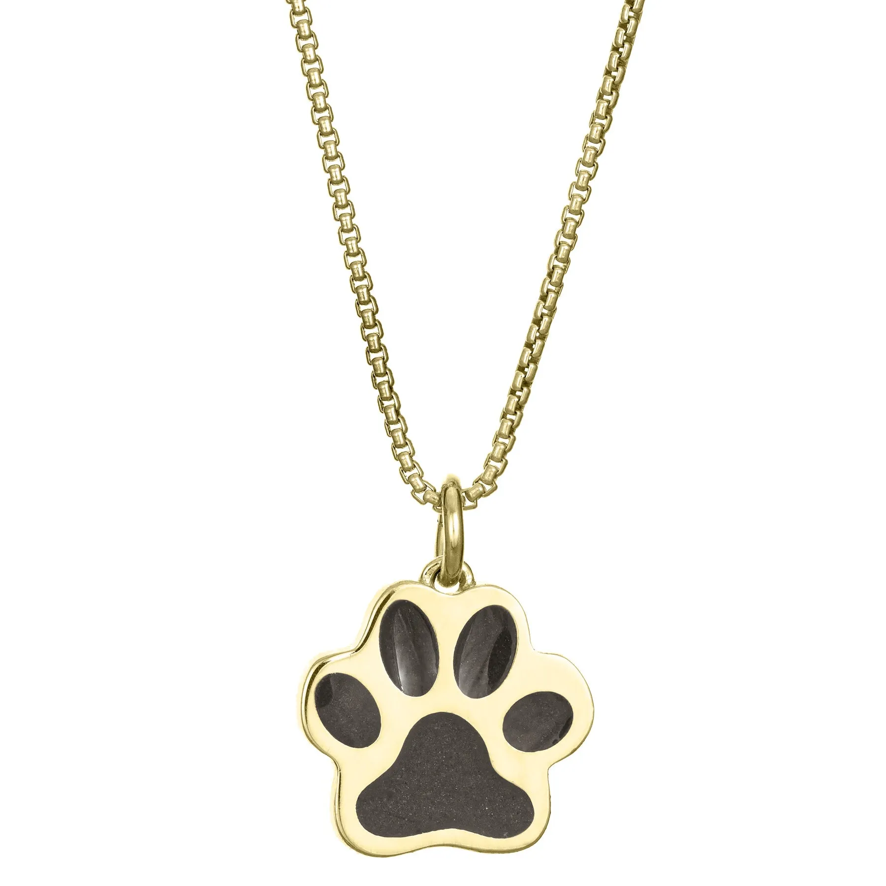 Large Paw Print Cremation Necklace in 14K Yellow Gold