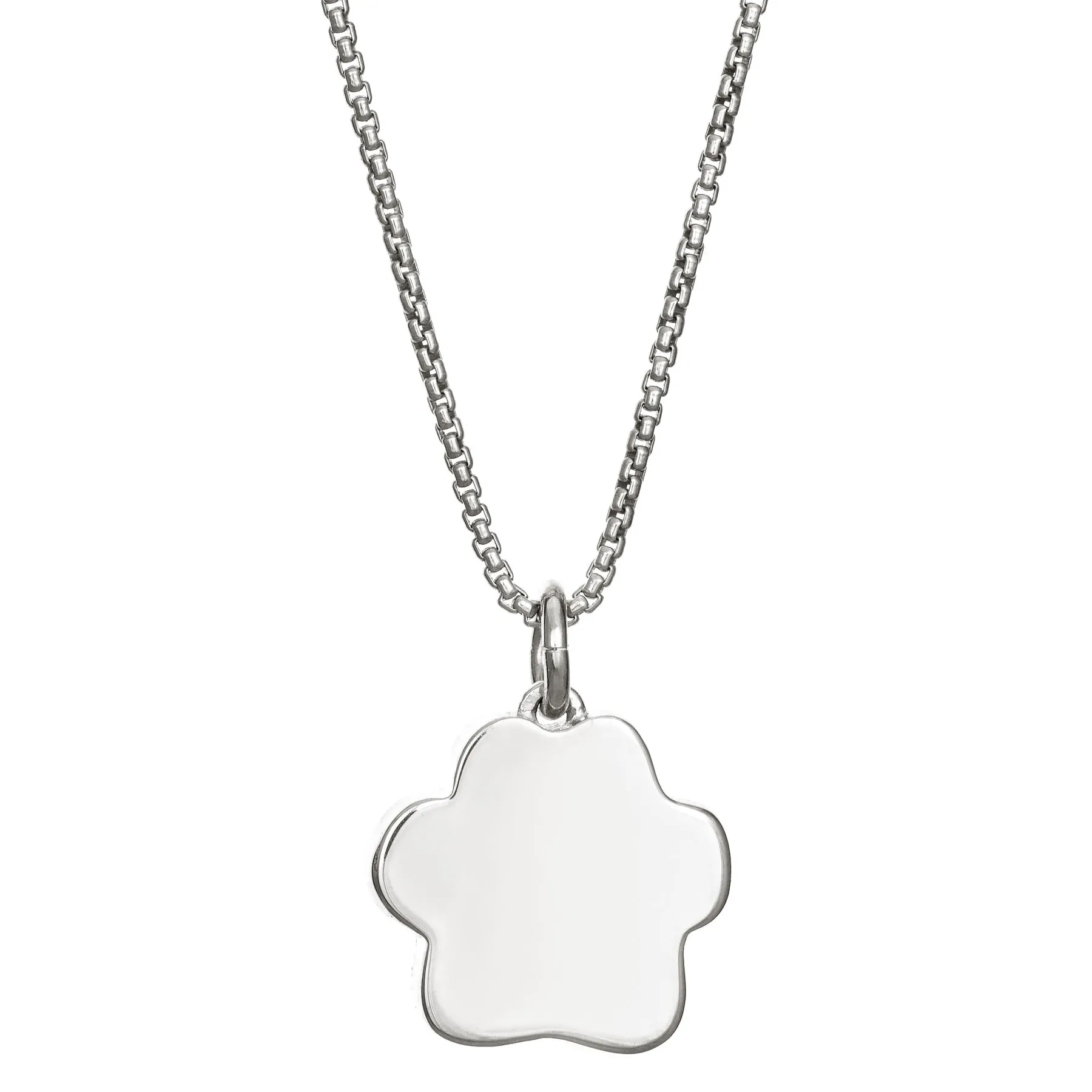 Large Paw Print Cremation Necklace in Sterling Silver