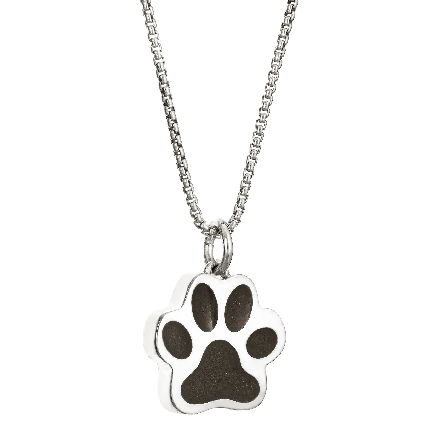 Large Paw Print Cremation Necklace in Sterling Silver