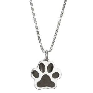 Large Paw Print Cremation Necklace in Sterling Silver