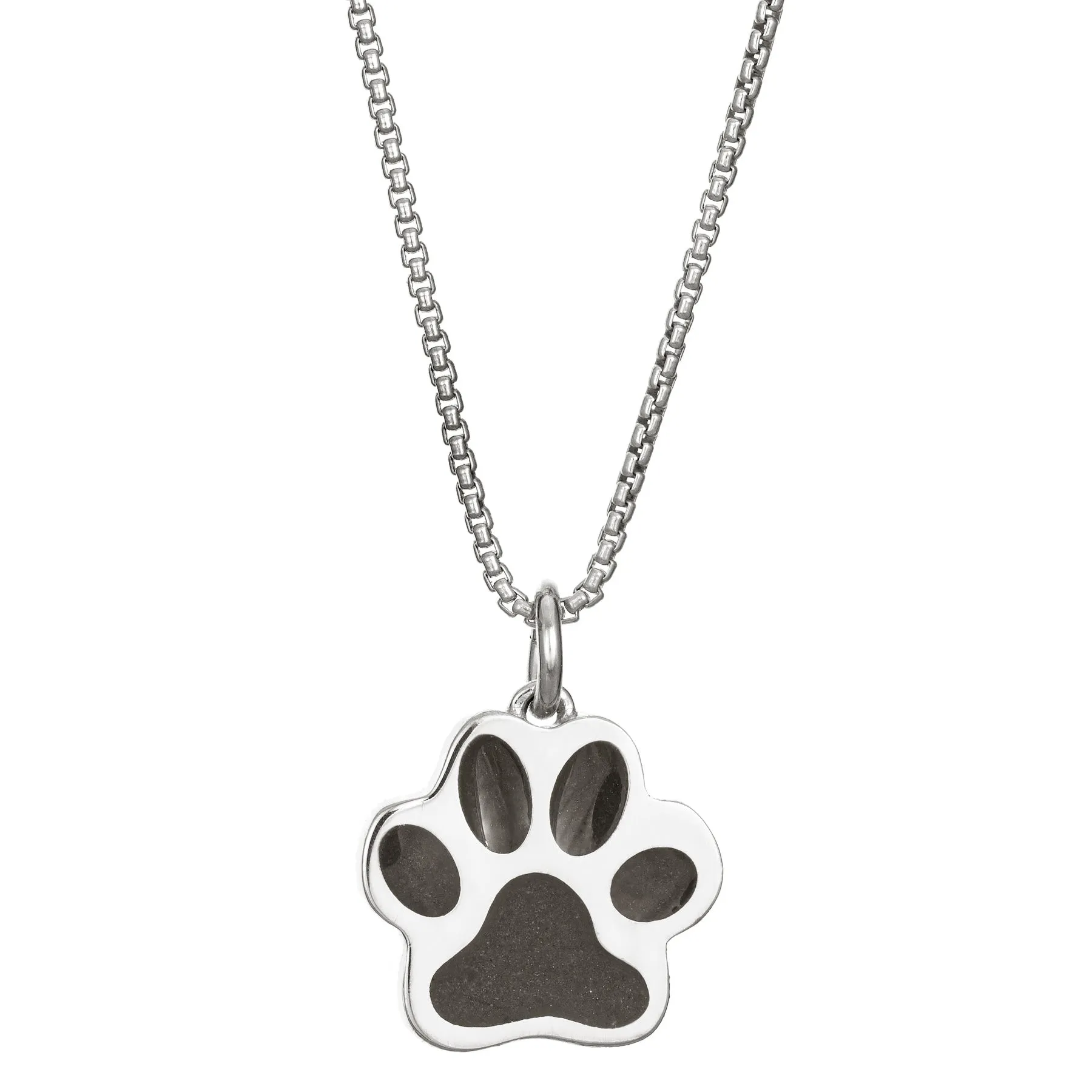 Large Paw Print Cremation Necklace in Sterling Silver