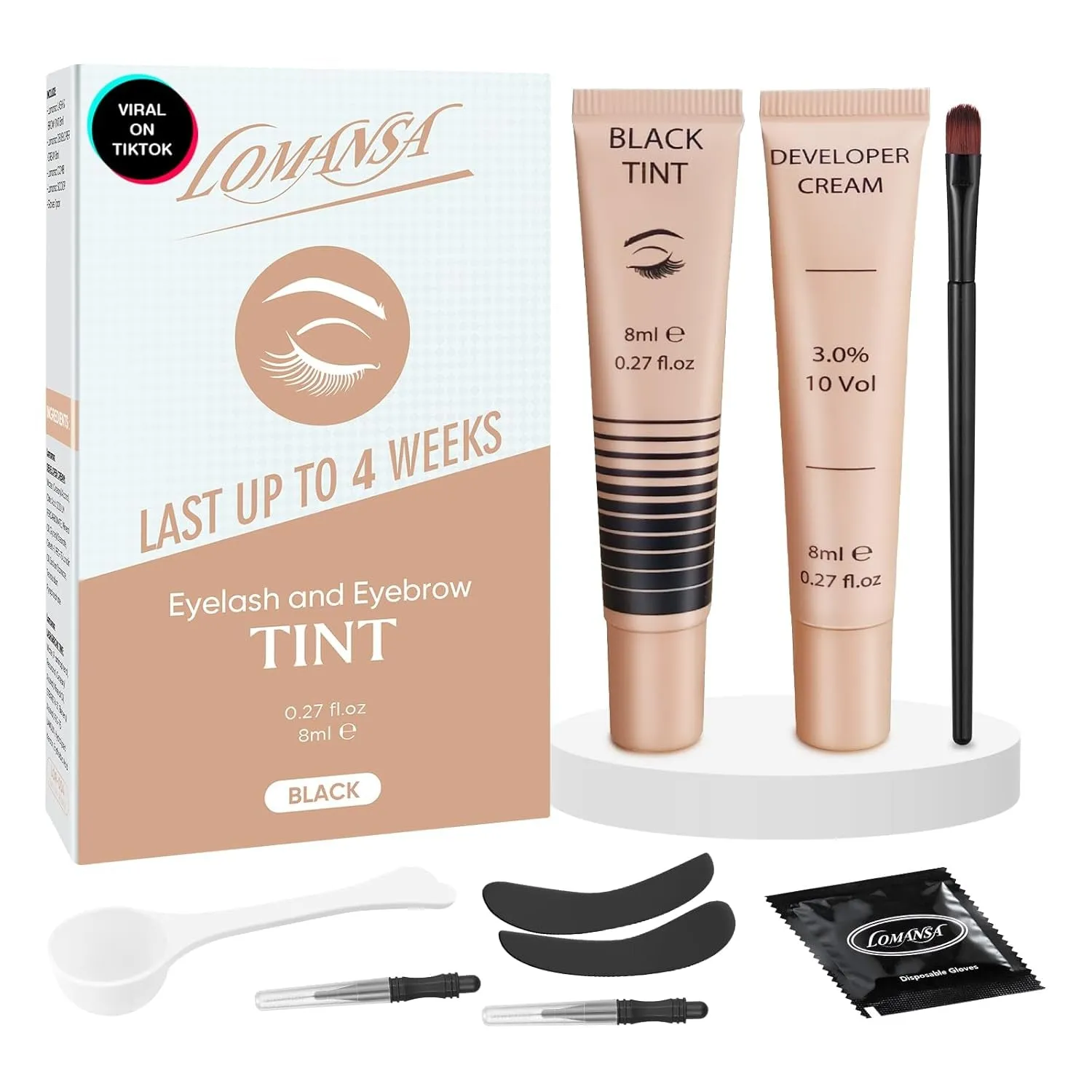Lash Color Kit,  Professional Eyelash and Brow Color Kit, Instant Eyelash Color with Natural Black Effects, Safe & Easy to Use 8Ml