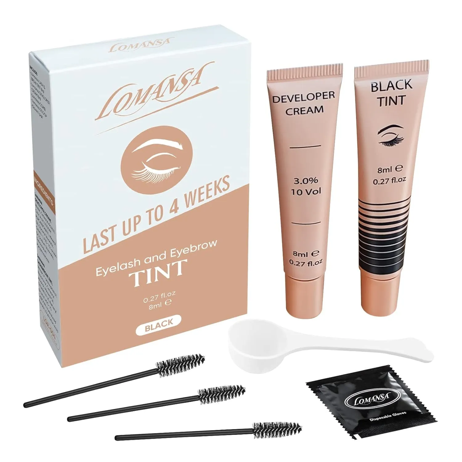 Lash Color Kit,  Professional Eyelash and Brow Color Kit, Instant Eyelash Color with Natural Black Effects, Safe & Easy to Use 8Ml