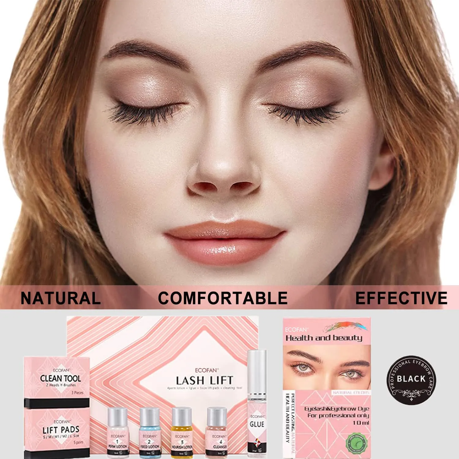 Lash Lift and Black Kit, Professional Eyelash Perm Kit and Black Eyelash & Eyebrow Set 3 in 1, Quick Lifting & Voluminous Coloring with Complete Tools Valentine Gifts for Women Salon Grade Home DIY