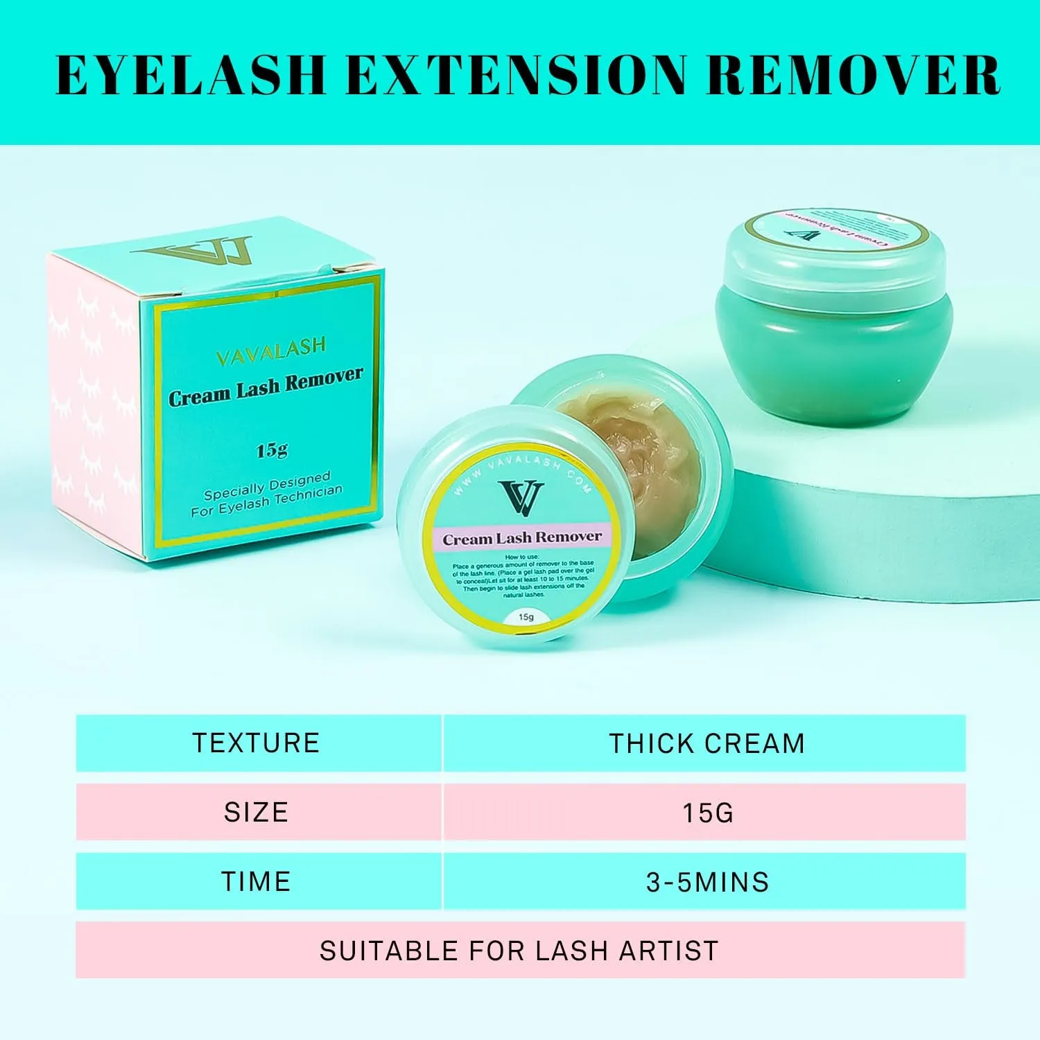 Lash Remover for Lash Extensions Eyelash Extension Cream Remover Low Irritation Cream Remover for Sensitive Skin Fast Dissolution Professional Eyelash Extensions Salon Use(15G)
