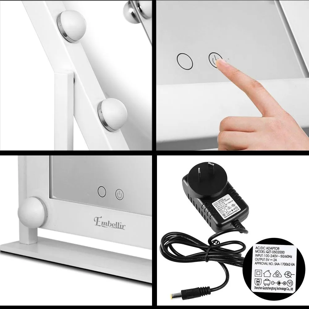 LED Standing Makeup Mirror - White