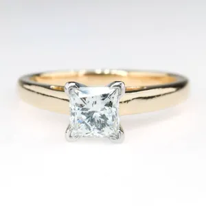 LEO 0.98ct Princess Diamond Solitaire Engagement Ring in 14K Yellow Gold