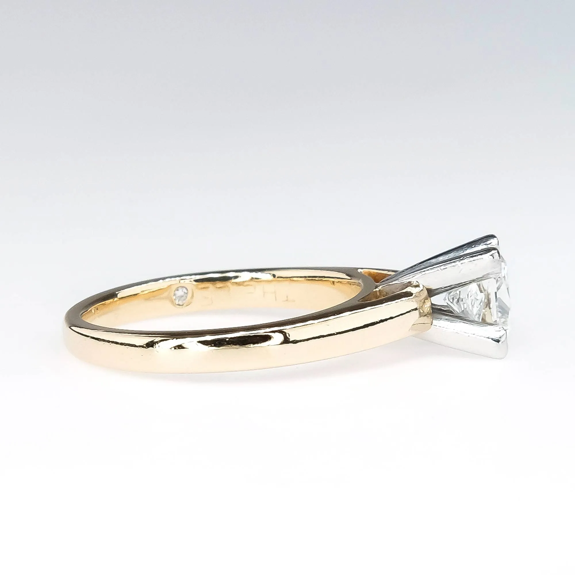 LEO 0.98ct Princess Diamond Solitaire Engagement Ring in 14K Yellow Gold