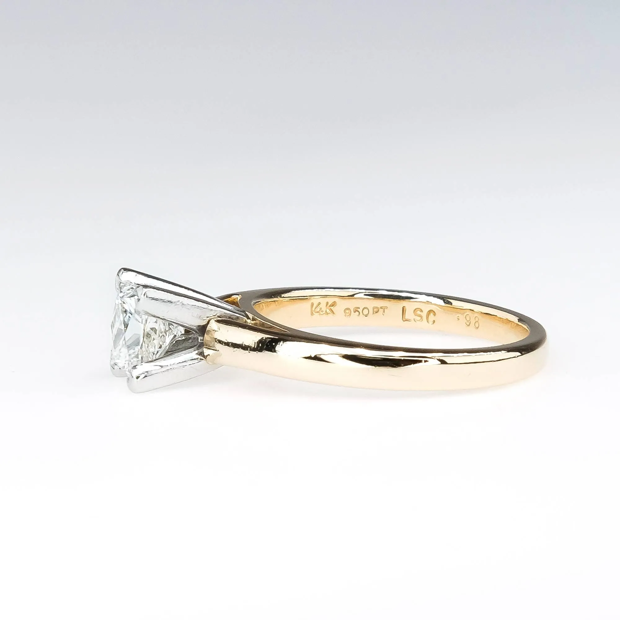 LEO 0.98ct Princess Diamond Solitaire Engagement Ring in 14K Yellow Gold