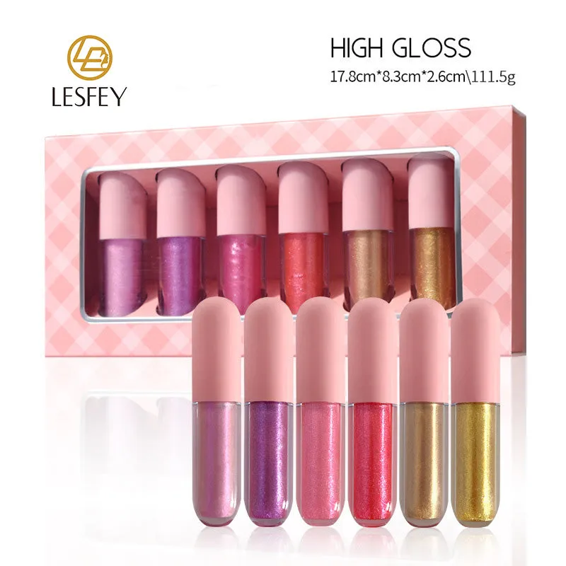 LESFEY 6Color Lipstick Set Fashion Liquid Lipstick Lipgloss Sets Natural Moisturizer Waterproof Moisturizing Lip Makeup Cosmetics