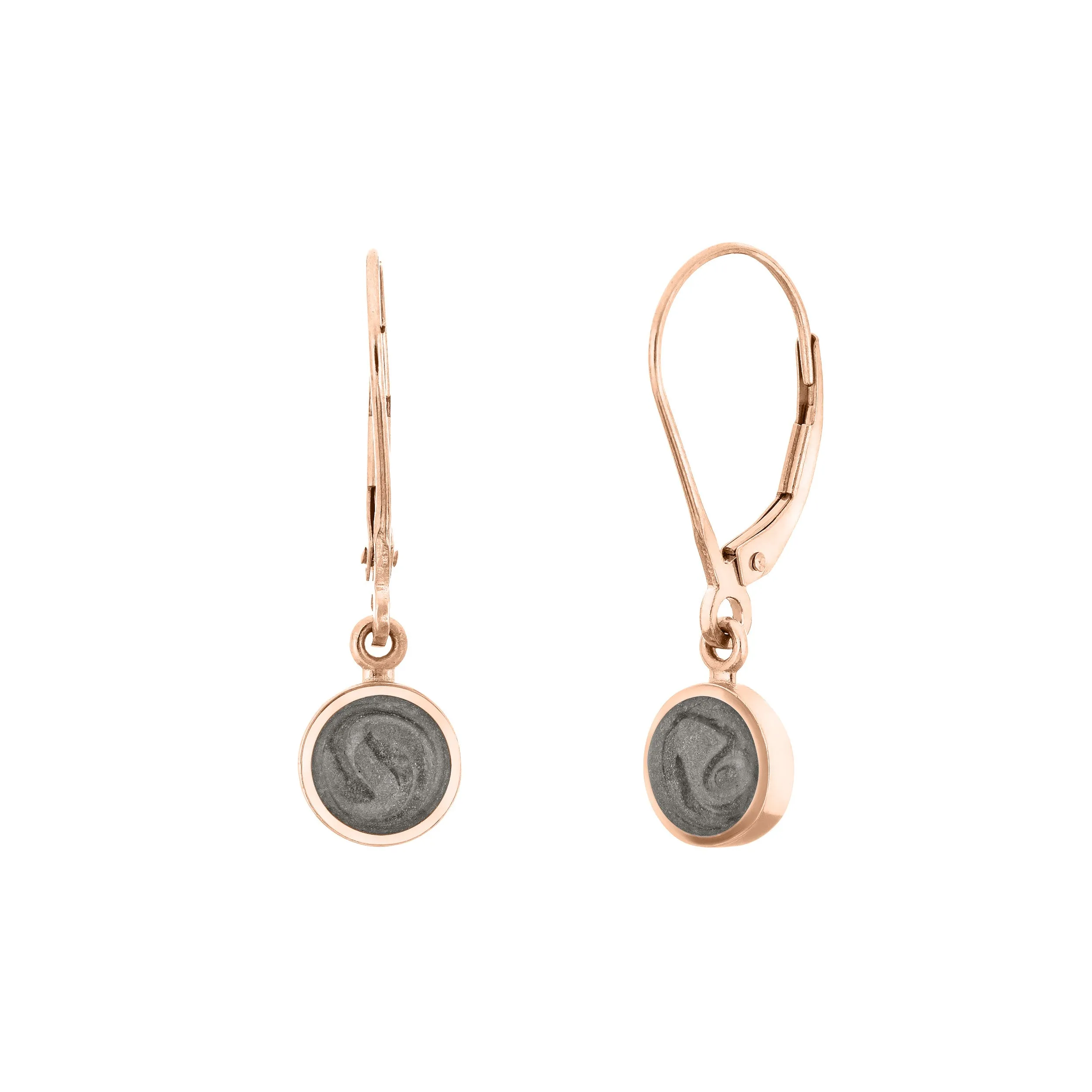 Lever-Back Dome Cremation Dangle Earrings in 14K Rose Gold