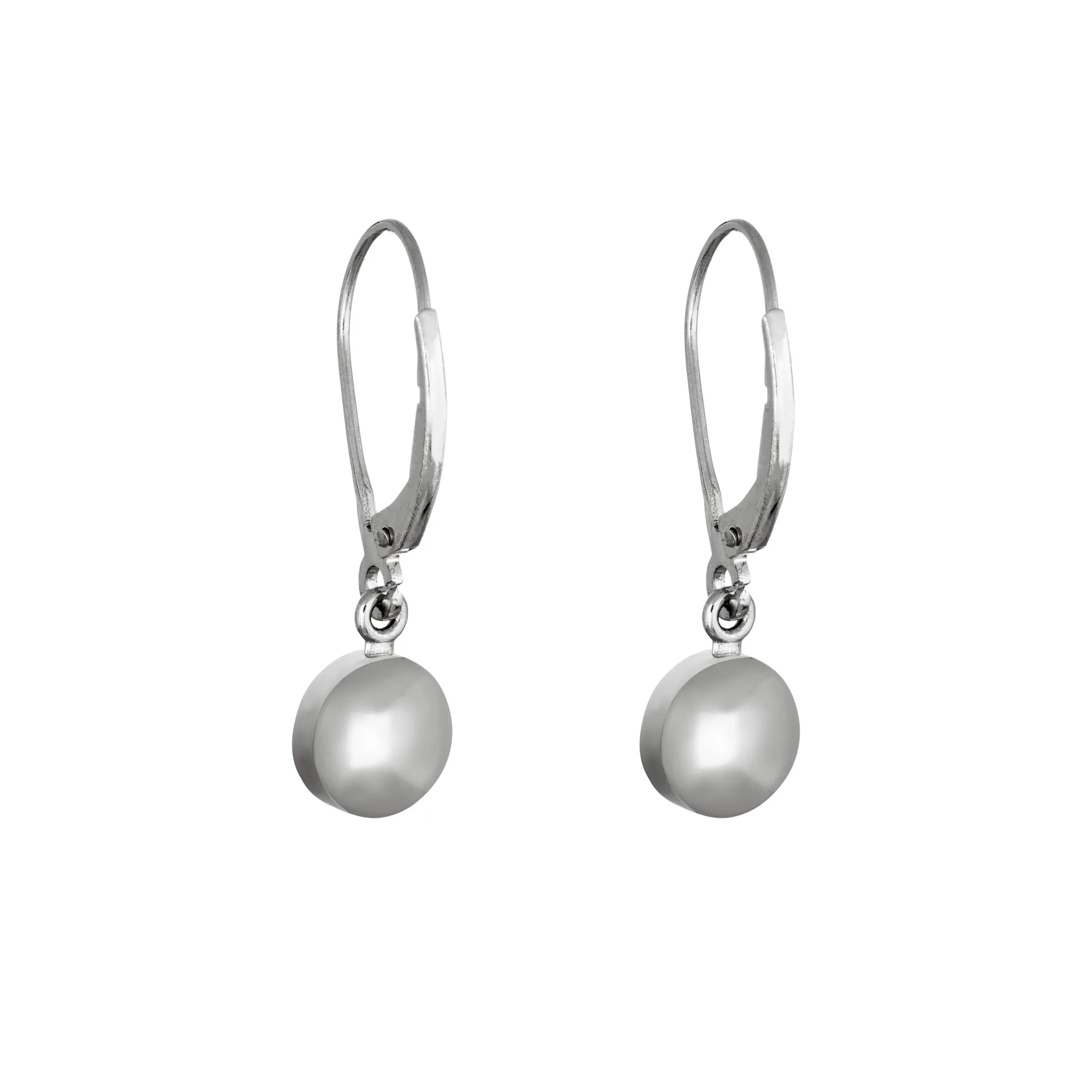 Lever-Back Dome Cremation Dangle Earrings in Sterling Silver