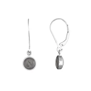 Lever-Back Dome Cremation Dangle Earrings in Sterling Silver