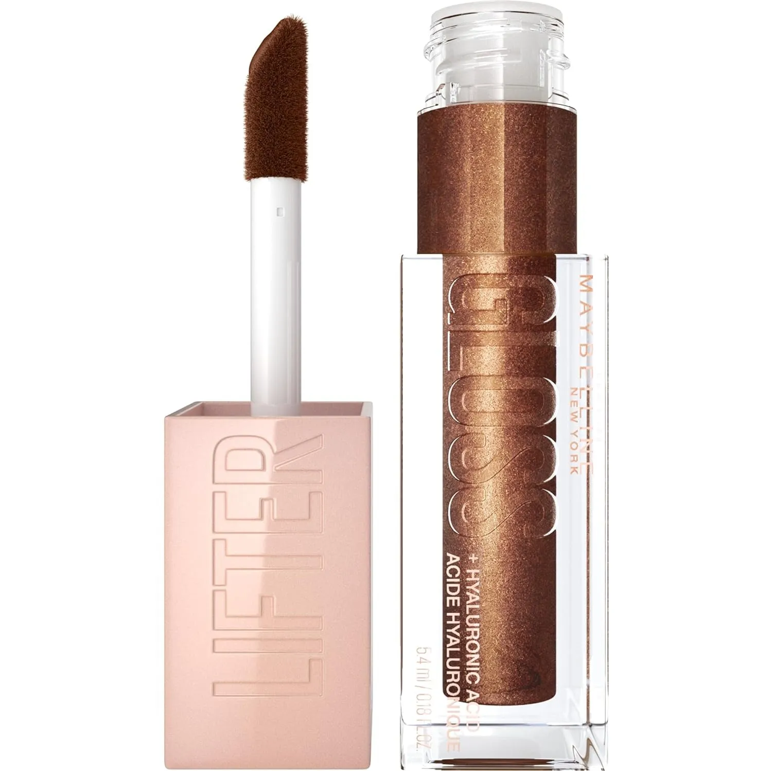 Lifter Gloss, Hydrating Lip Gloss with Hyaluronic Acid, High Shine for Plumper Looking Lips, Stone, Rosey Neutral, 0.18 Ounce