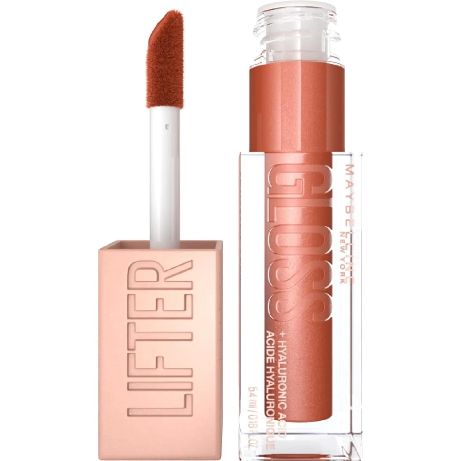 Lifter Gloss, Hydrating Lip Gloss with Hyaluronic Acid, High Shine for Plumper Looking Lips, Stone, Rosey Neutral, 0.18 Ounce