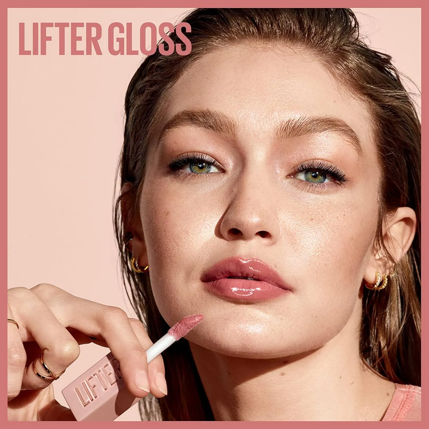 Lifter Gloss, Hydrating Lip Gloss with Hyaluronic Acid, High Shine for Plumper Looking Lips, Stone, Rosey Neutral, 0.18 Ounce