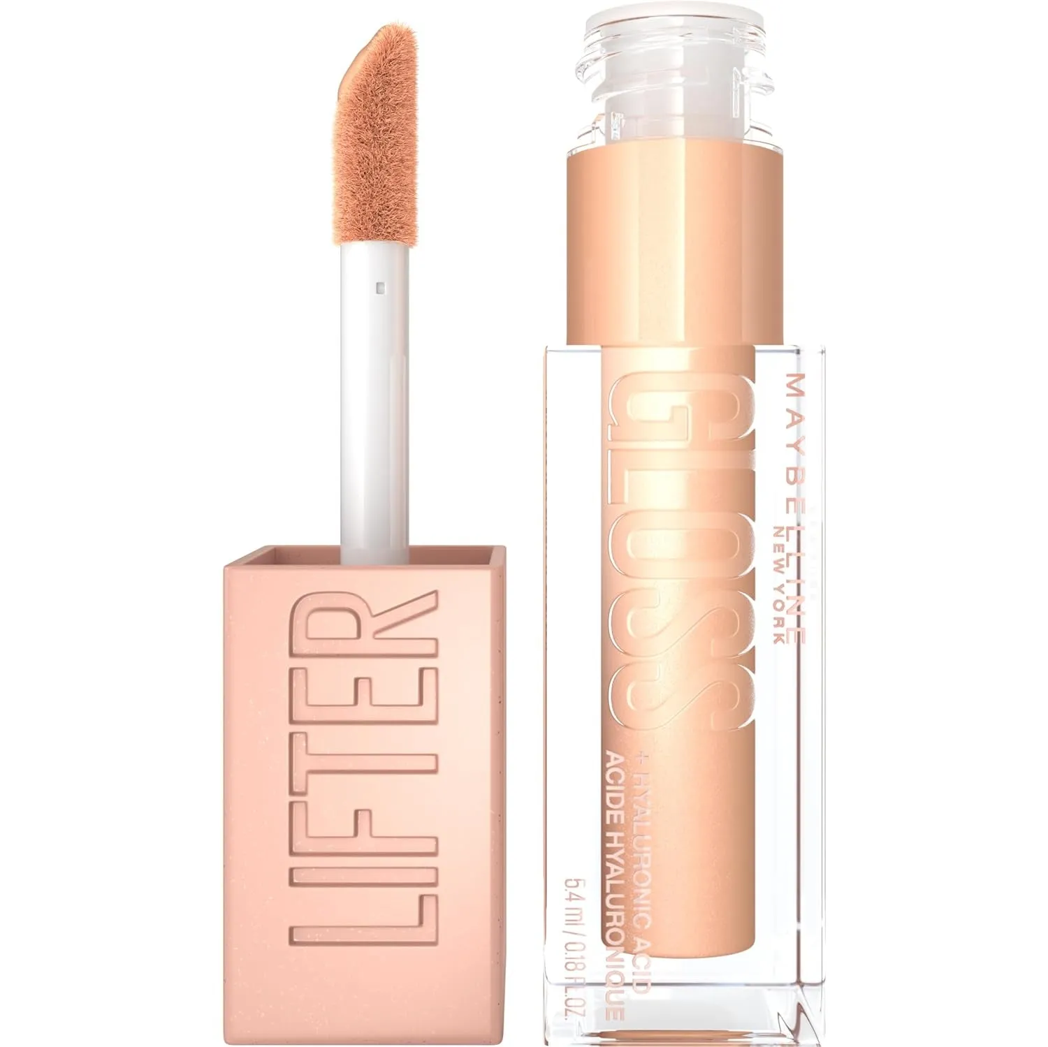 Lifter Gloss, Hydrating Lip Gloss with Hyaluronic Acid, High Shine for Plumper Looking Lips, Stone, Rosey Neutral, 0.18 Ounce