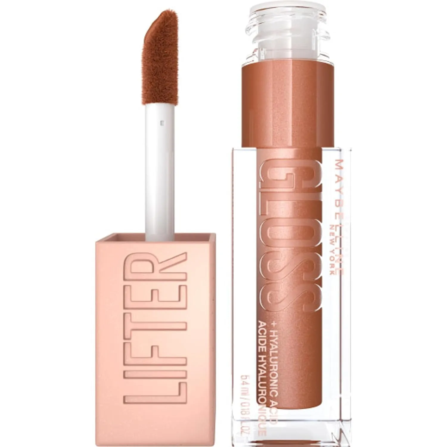 Lifter Gloss, Hydrating Lip Gloss with Hyaluronic Acid, High Shine for Plumper Looking Lips, Stone, Rosey Neutral, 0.18 Ounce