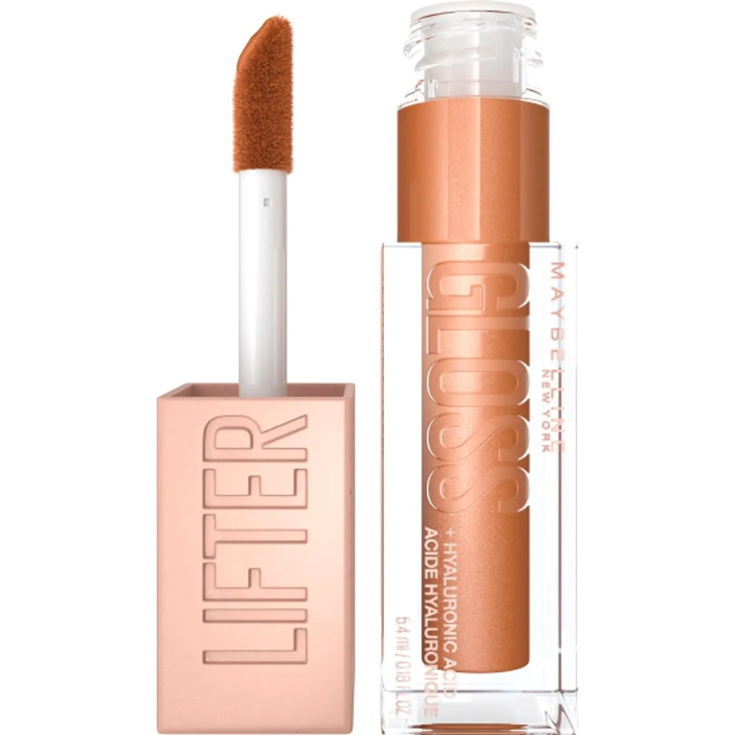 Lifter Gloss, Hydrating Lip Gloss with Hyaluronic Acid, High Shine for Plumper Looking Lips, Stone, Rosey Neutral, 0.18 Ounce