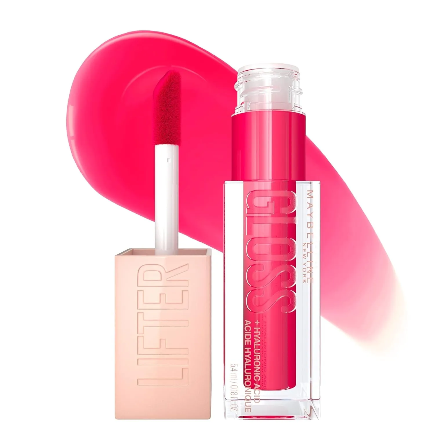 Lifter Gloss, Hydrating Lip Gloss with Hyaluronic Acid, High Shine for Plumper Looking Lips, Stone, Rosey Neutral, 0.18 Ounce