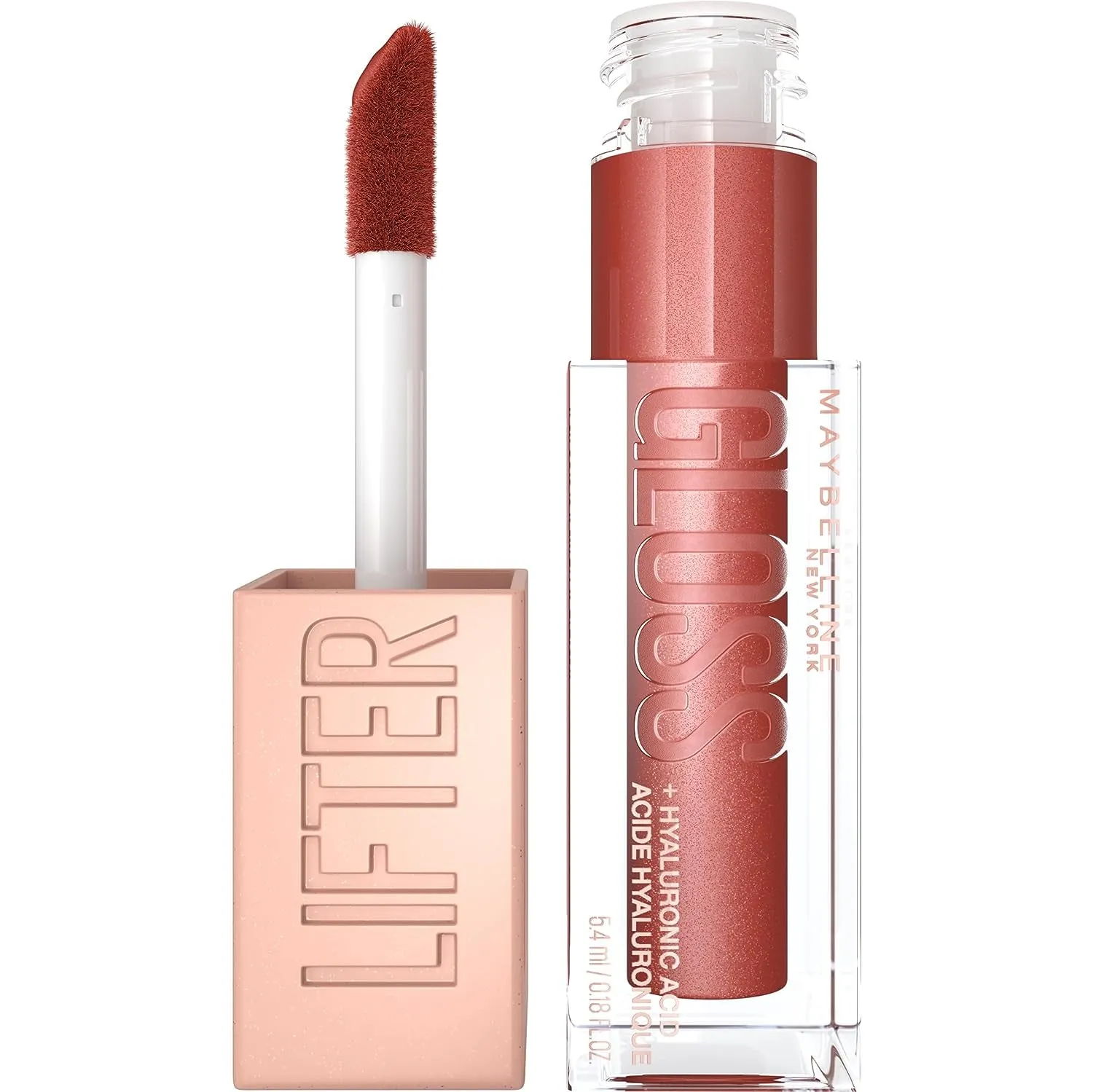 Lifter Gloss, Hydrating Lip Gloss with Hyaluronic Acid, High Shine for Plumper Looking Lips, Stone, Rosey Neutral, 0.18 Ounce