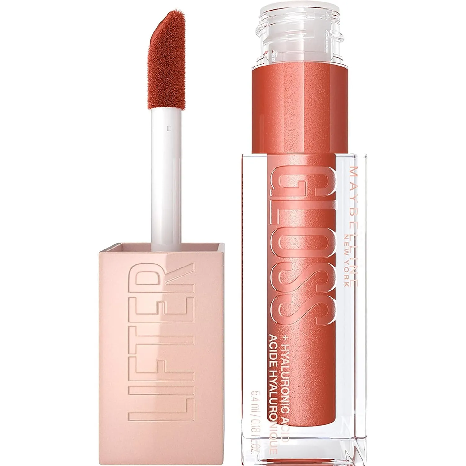 Lifter Gloss, Hydrating Lip Gloss with Hyaluronic Acid, High Shine for Plumper Looking Lips, Stone, Rosey Neutral, 0.18 Ounce