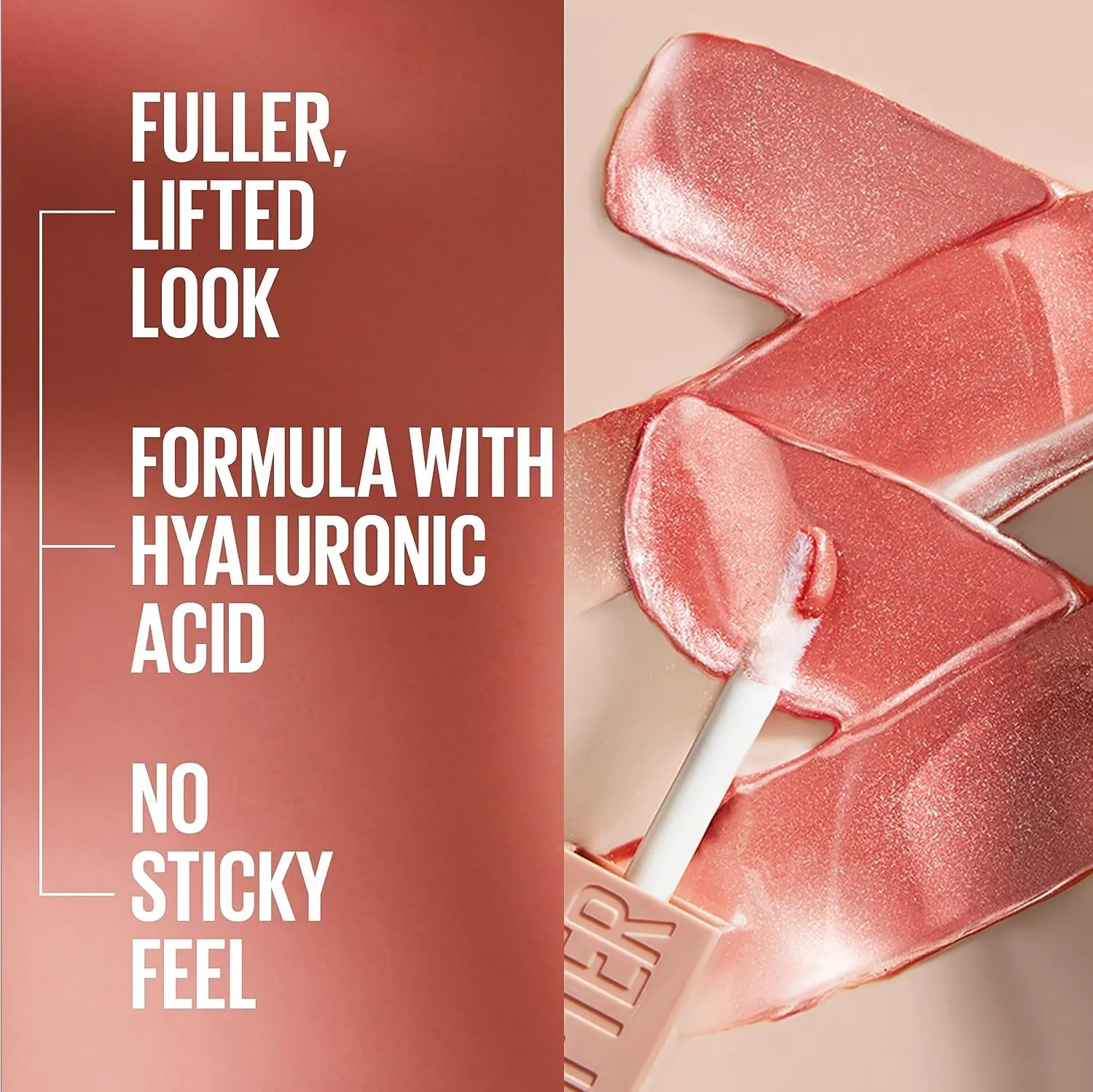 Lifter Gloss, Hydrating Lip Gloss with Hyaluronic Acid, High Shine for Plumper Looking Lips, Stone, Rosey Neutral, 0.18 Ounce