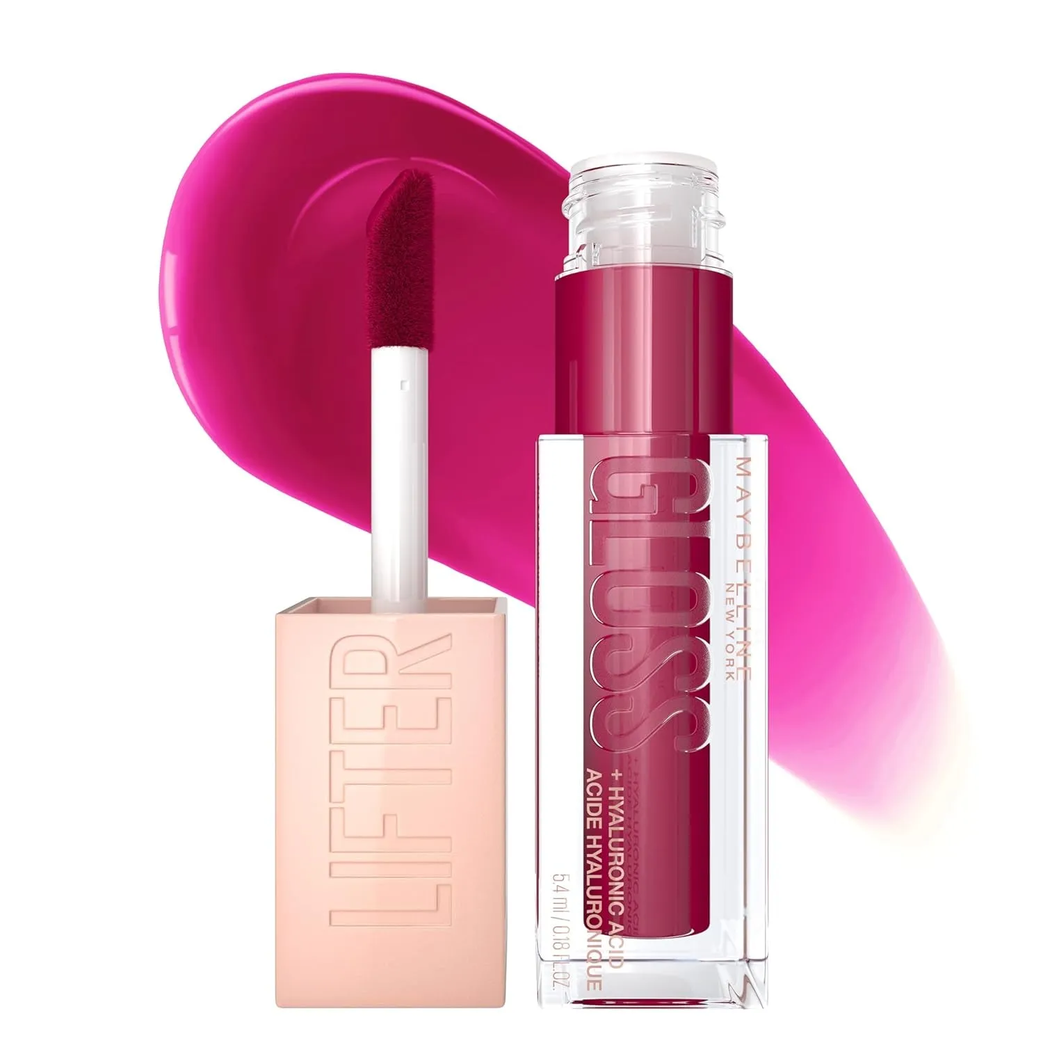Lifter Gloss, Hydrating Lip Gloss with Hyaluronic Acid, Ice, Pink Neutral, 0.18 Ounce