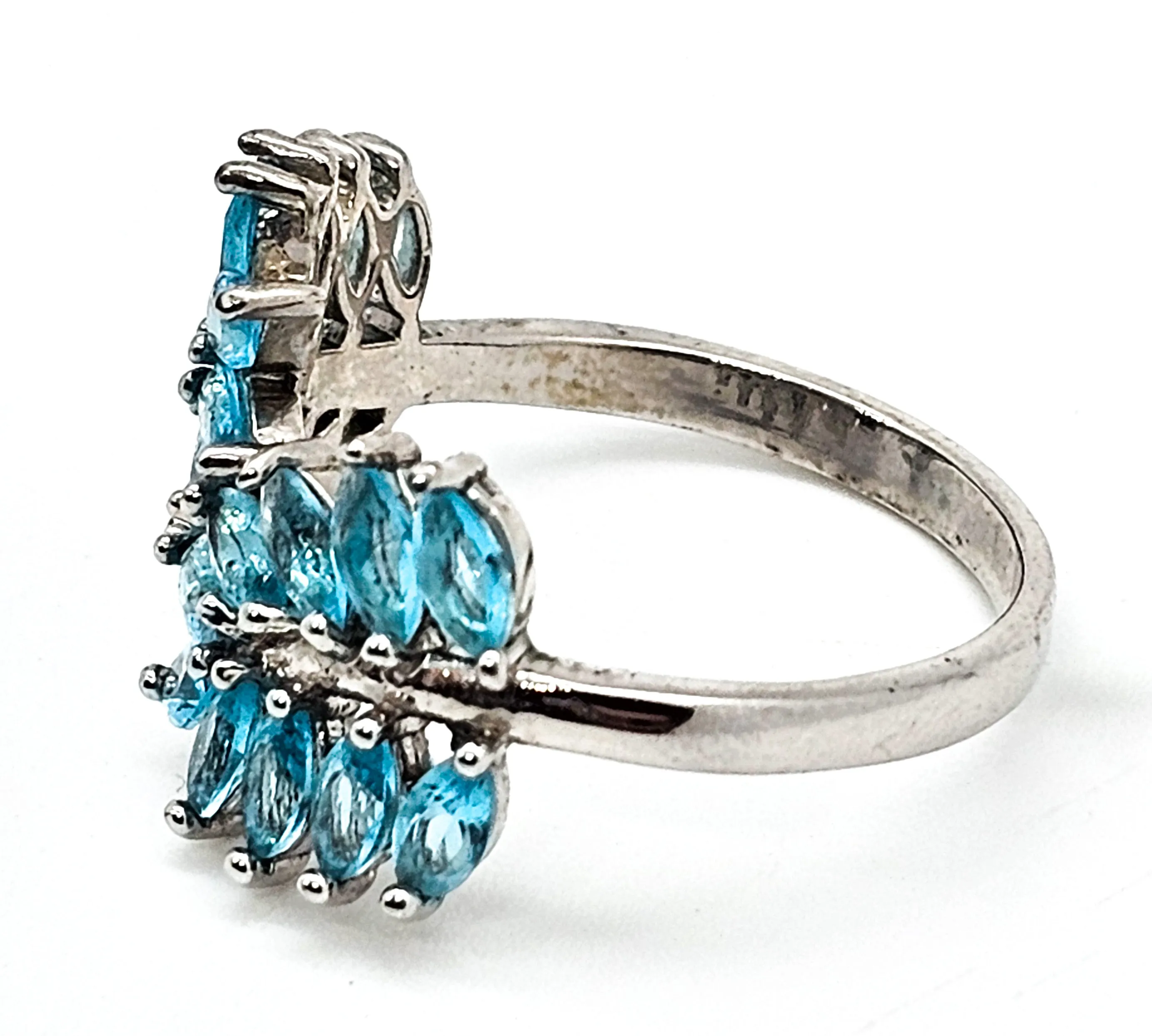 Light Blue Zircon Sterling silver leaf ring size 10