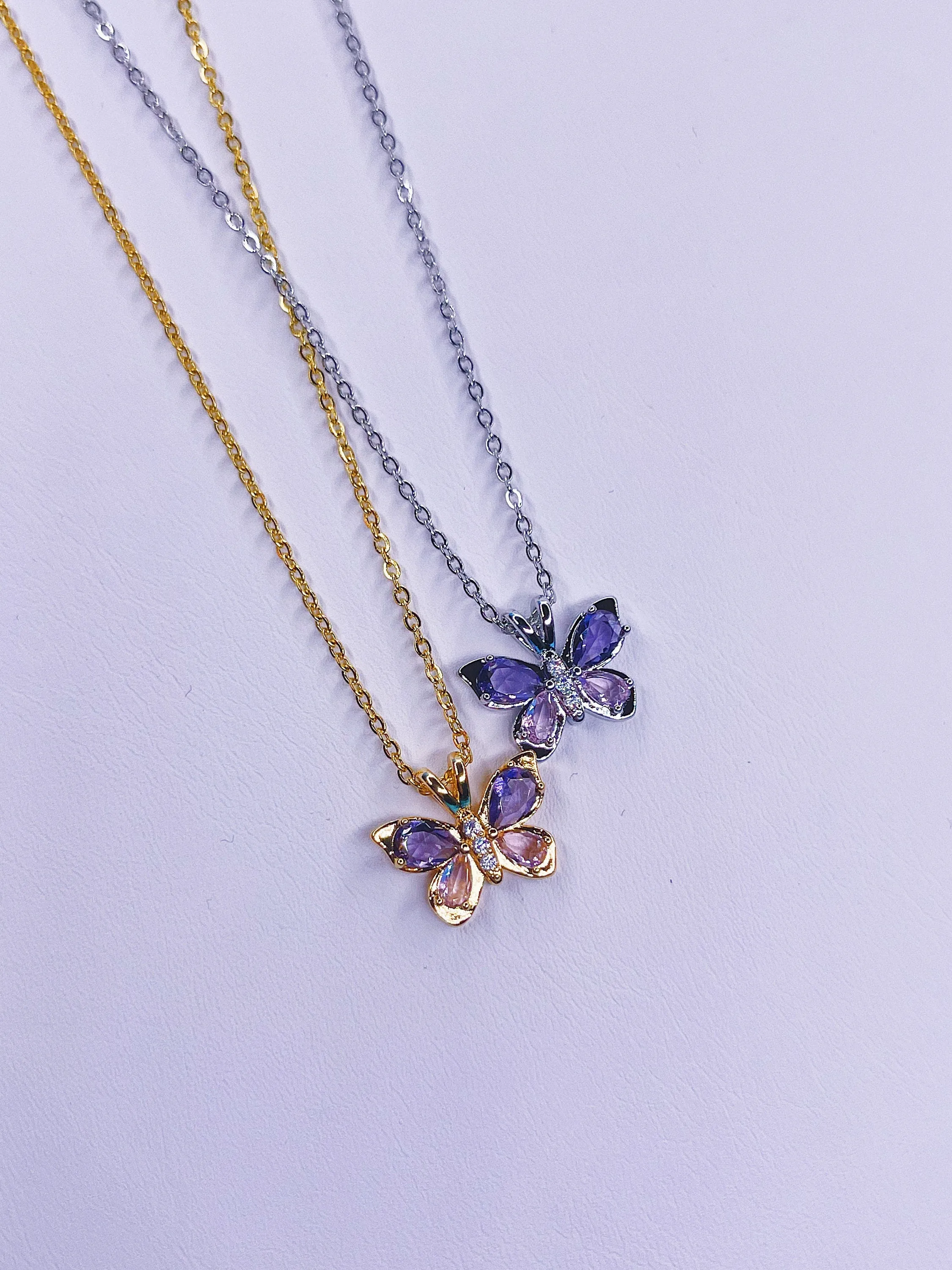 Lilac Amethyst Butterfly Necklace