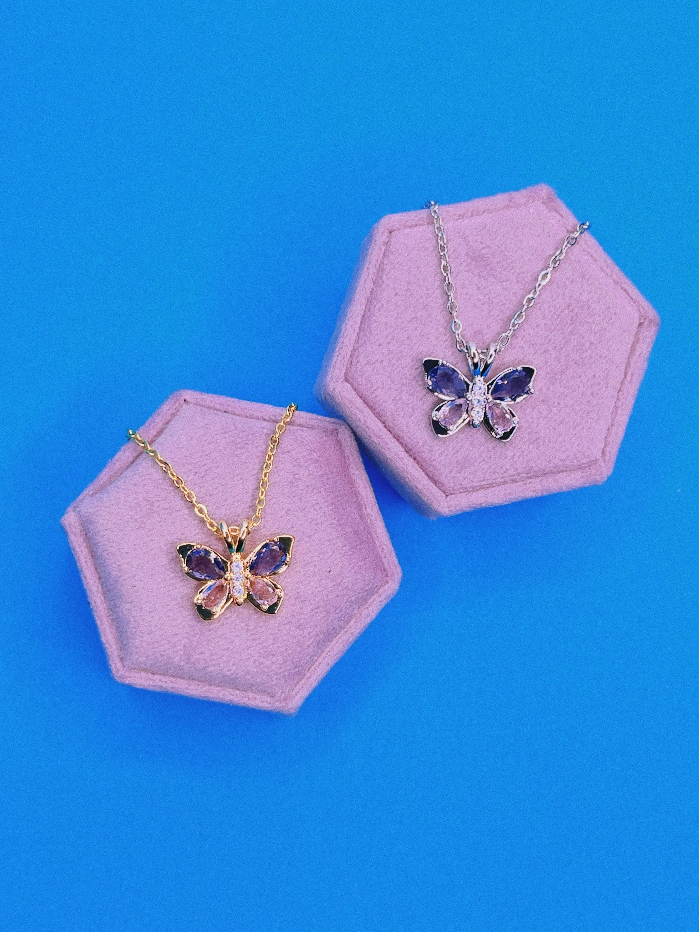 Lilac Amethyst Butterfly Necklace