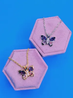 Lilac Amethyst Butterfly Necklace