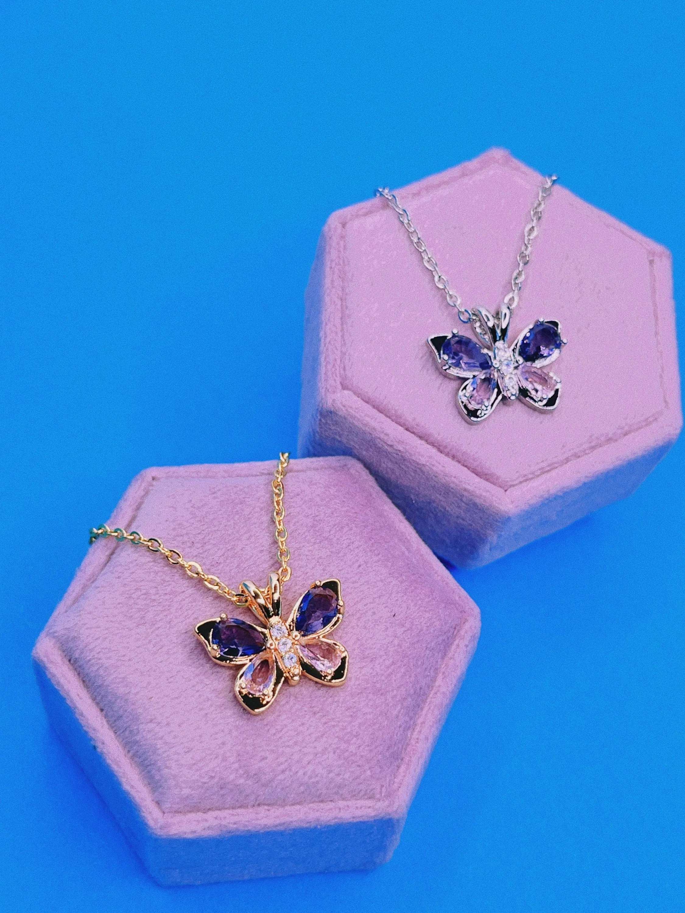 Lilac Amethyst Butterfly Necklace
