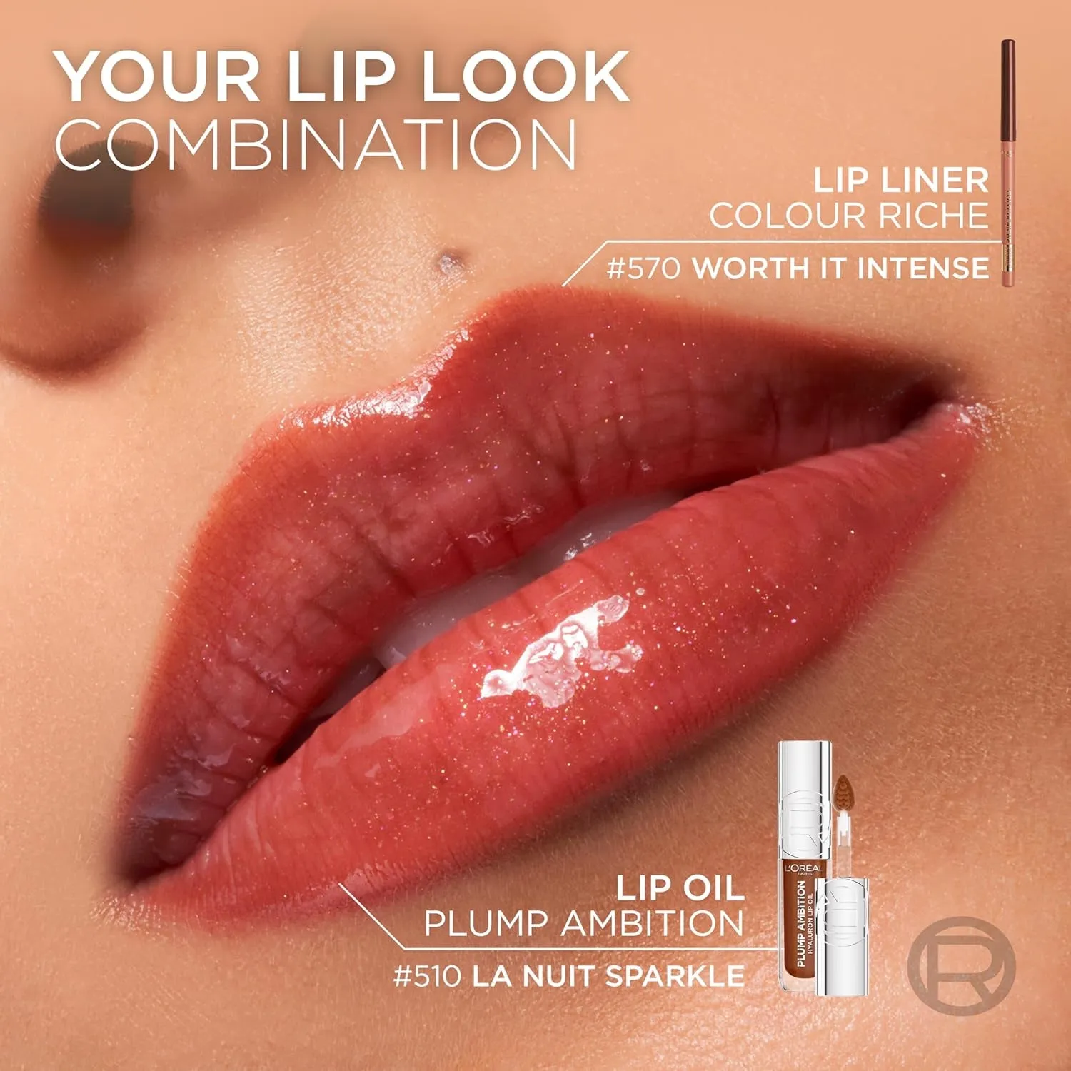 L’Oréal Paris Plump Ambition Hyaluron Lip Oil, 24 HR Lip Care with Hyaluronic Acid, Volumizing Lip Makeup with Glass-Like Shine, Worth It 601, 0.16 Fl Oz