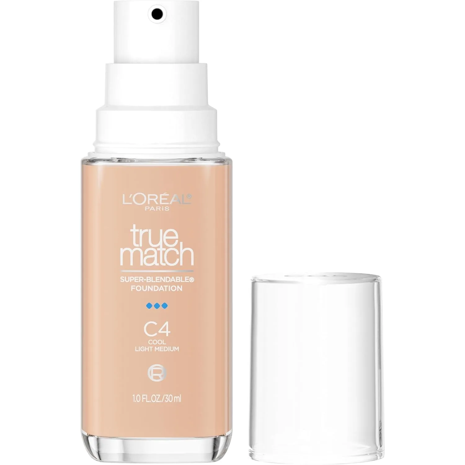 L’Oréal Paris True Match Super-Blendable Foundation, Medium Coverage Liquid Foundation Makeup, N3, Light Medium, 1 Fl Oz