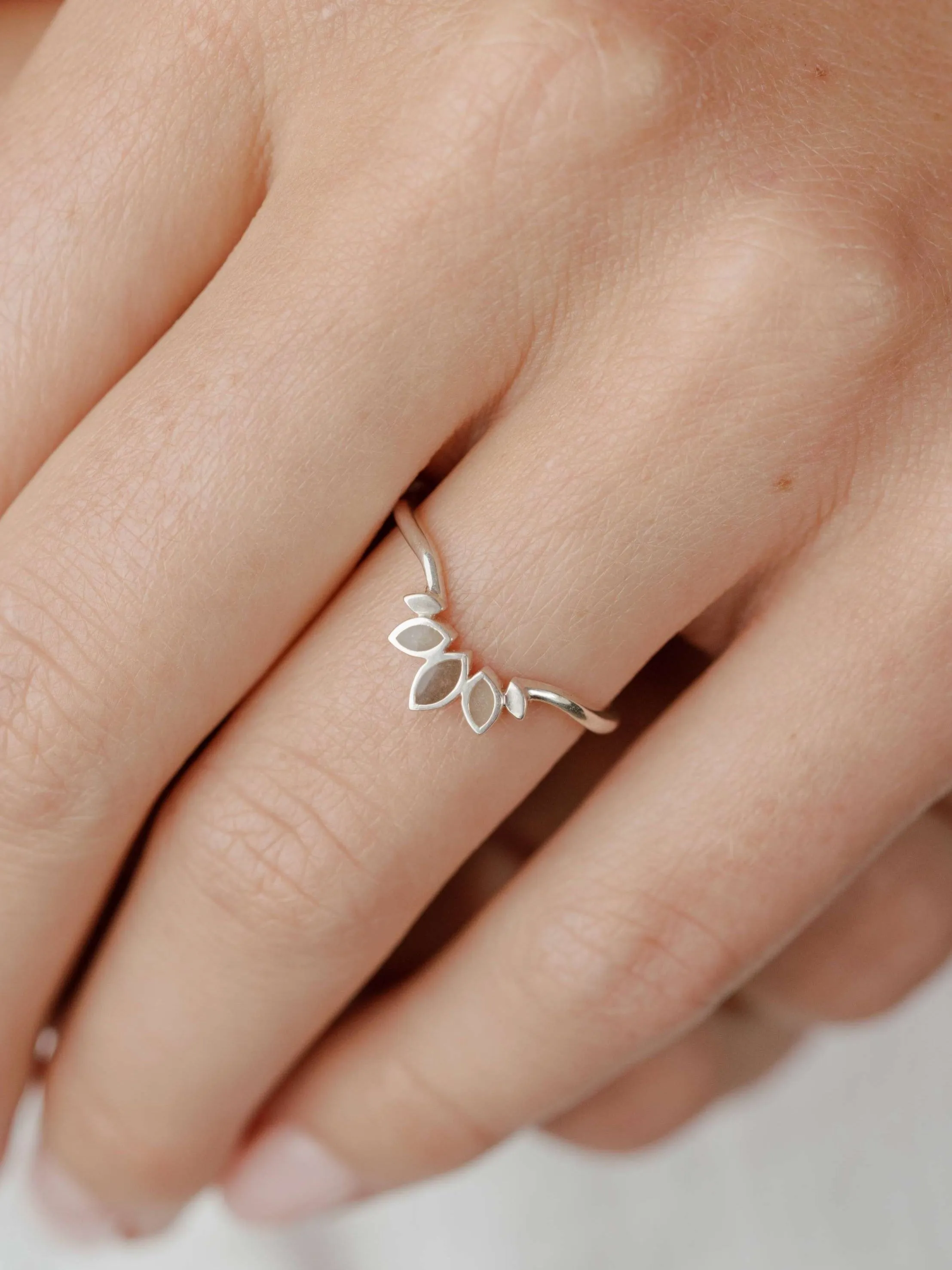 Lotus Cremation Ring in Sterling Silver