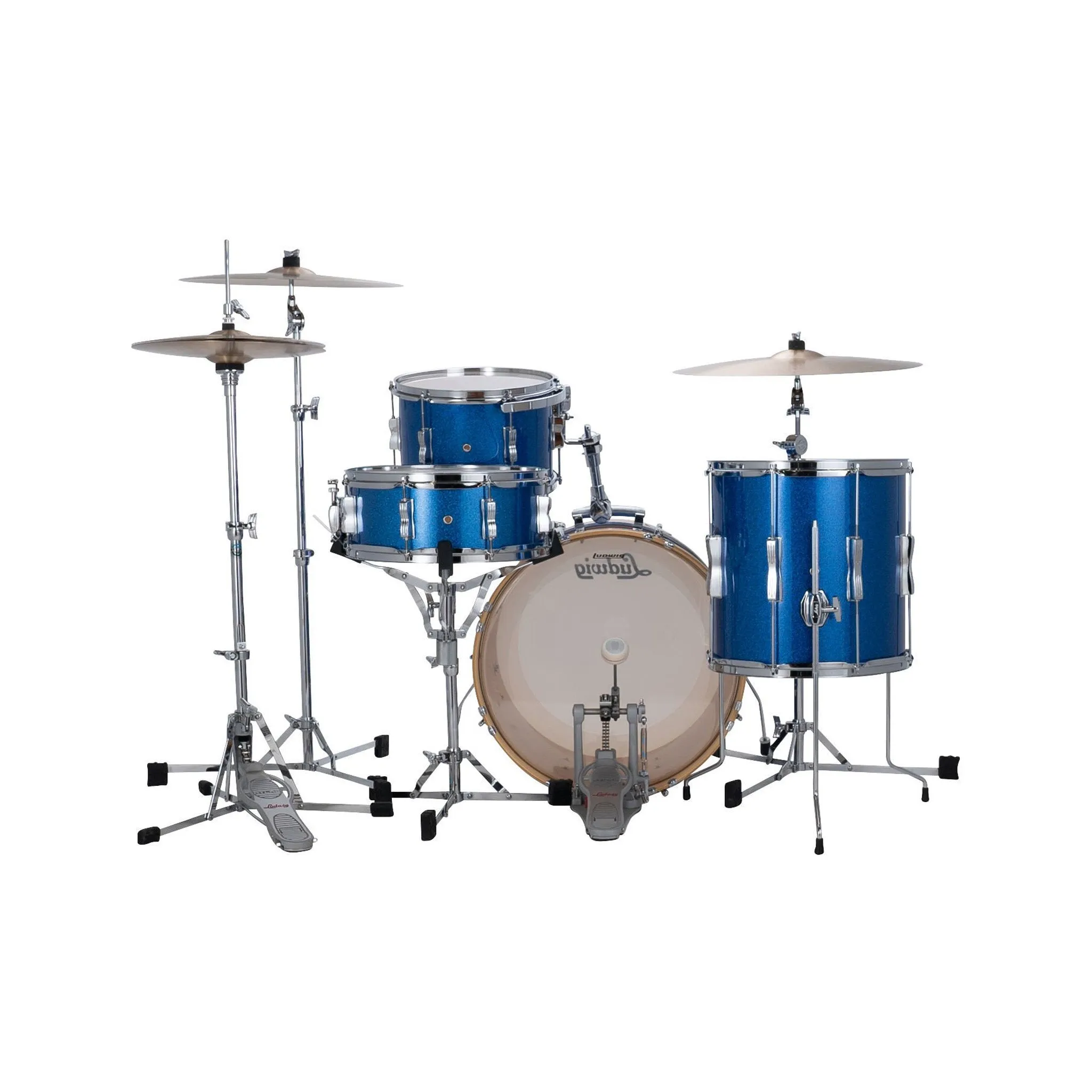 Ludwig LCLUB20BL Continental Club 4-Piece Drum Kit(20B 14F 12T 14S), Blue Sparkle