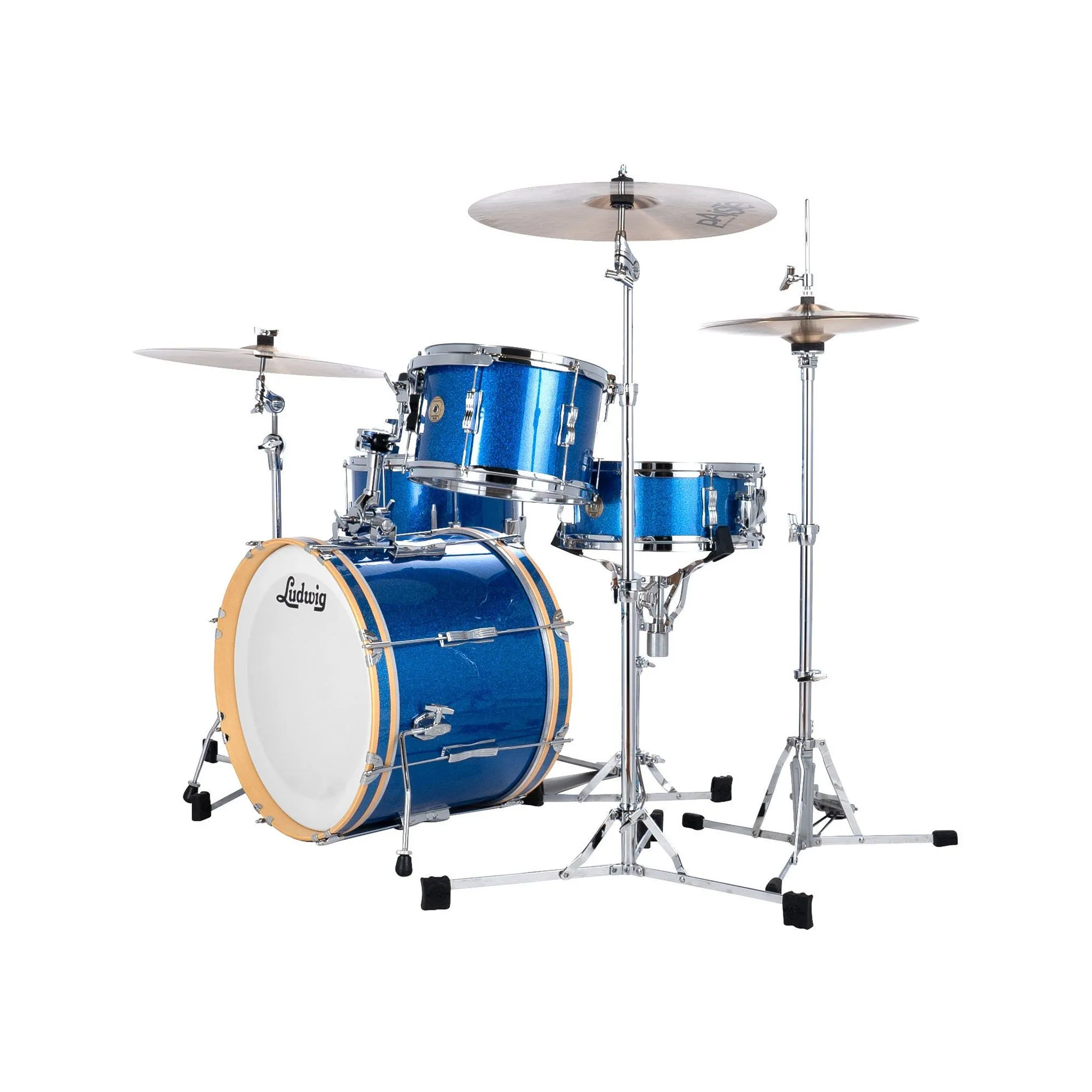 Ludwig LCLUB20BL Continental Club 4-Piece Drum Kit(20B 14F 12T 14S), Blue Sparkle