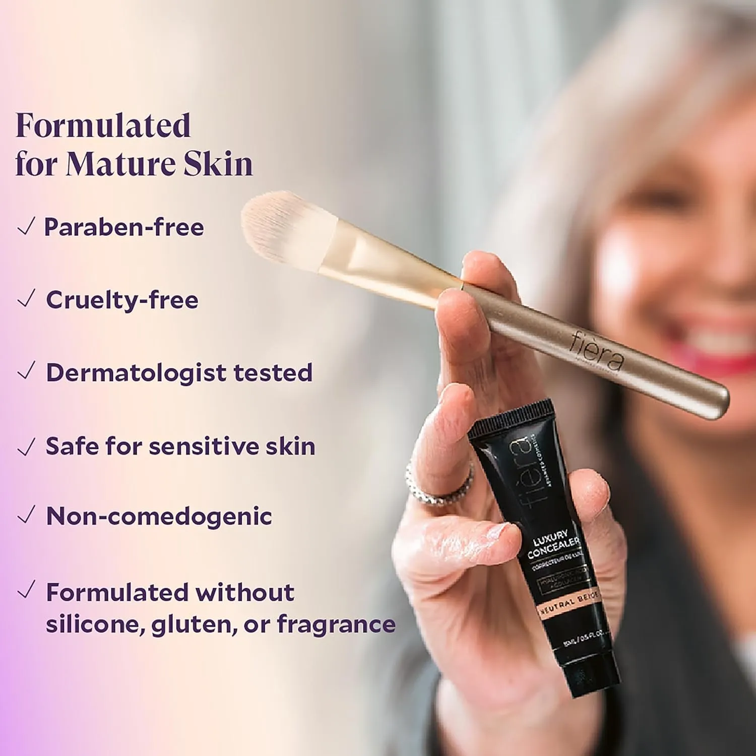 Luxury Concealer with Anti-Aging Ingredients - Full Coverage for Dark Circles, Wrinkles, Fine Lines, and Spots, Suitable for All-Day Wear, for Mature Skin - Neutral Beige, 0.5 FL. OZ. / 15 ML