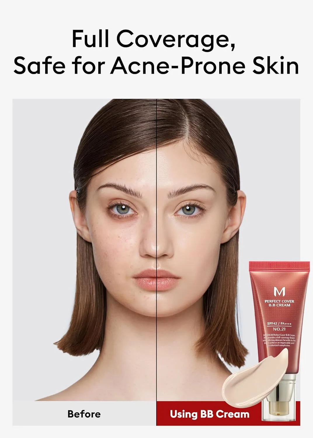 M Perfect BB Cream No.21 Light Beige for Bright Skin SPF 42 PA     1.69 Fl Oz - Tinted Moisturizer for Face with SPF