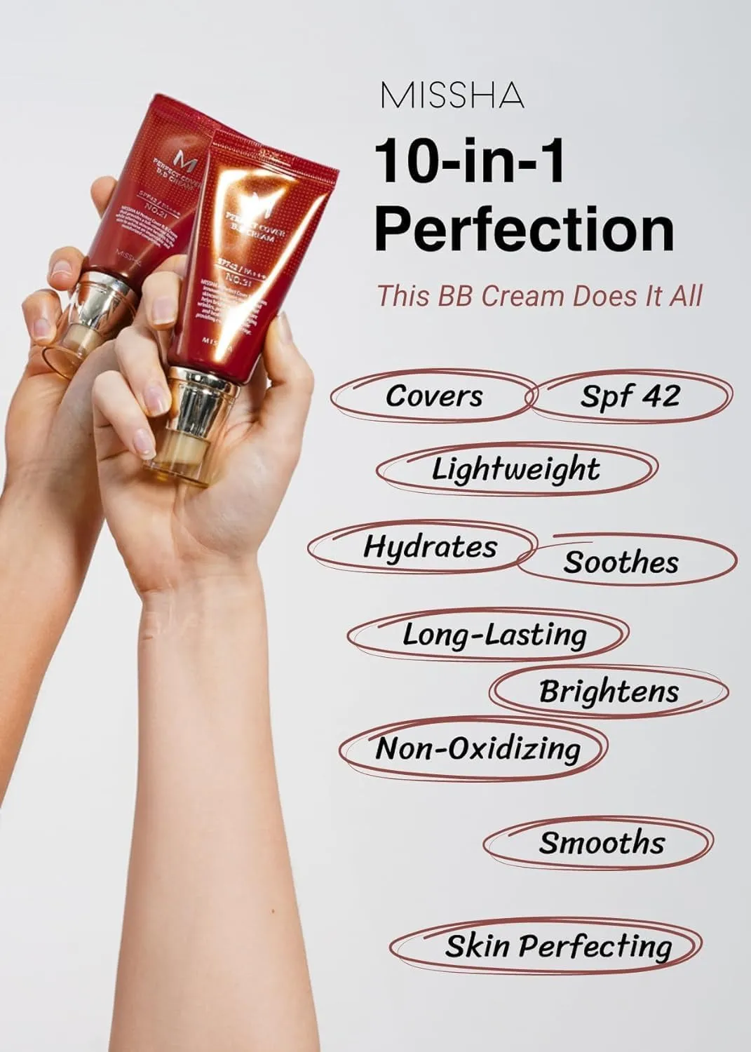 M Perfect BB Cream No.21 Light Beige for Bright Skin SPF 42 PA     1.69 Fl Oz - Tinted Moisturizer for Face with SPF