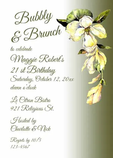 MAGNOLIA SPRAYS CUSTOM INVITATION
