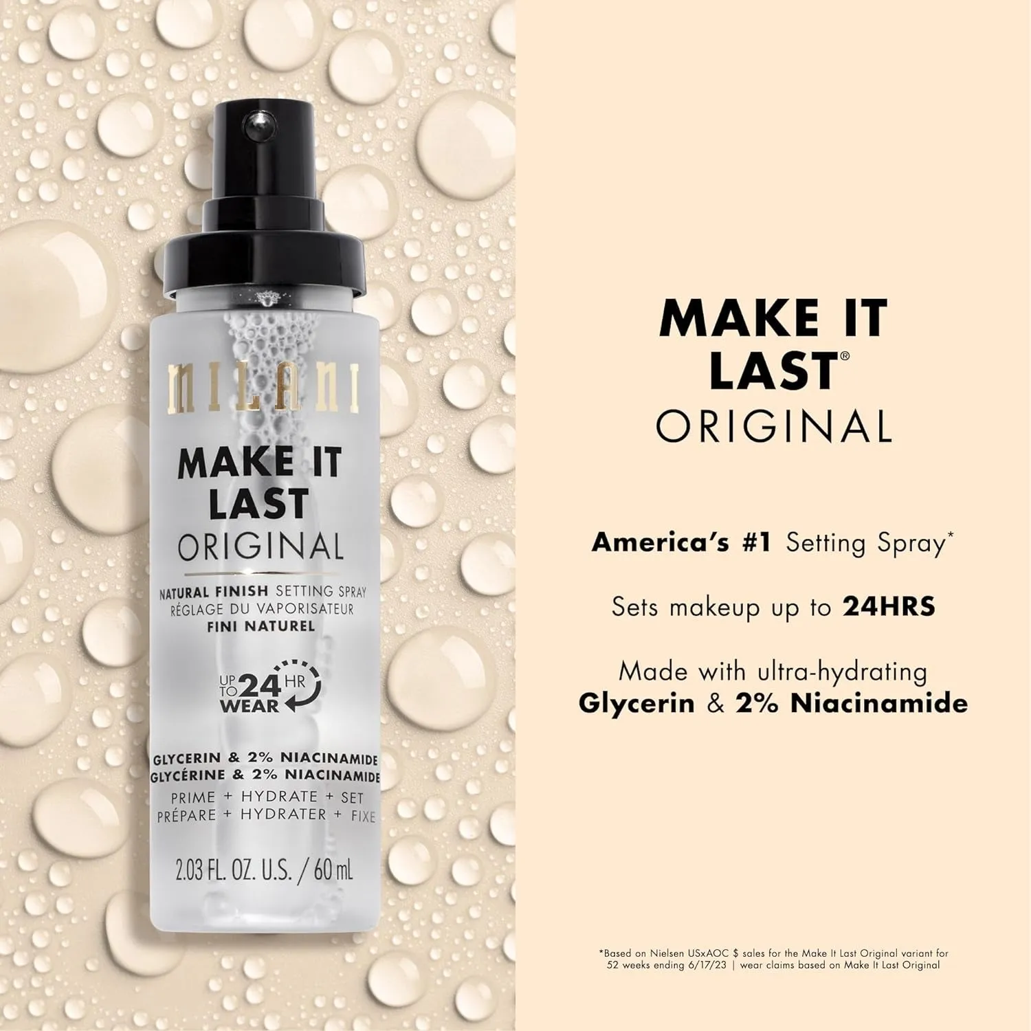 Make It Last Original - Natural Finish Setting Spray 3-In-1 Setting Spray and Primer- Prime   Correct   Set Makeup Finishing Spray and Primer - Long Lasting Makeup Primer and Spray 2.03 Fl. Oz