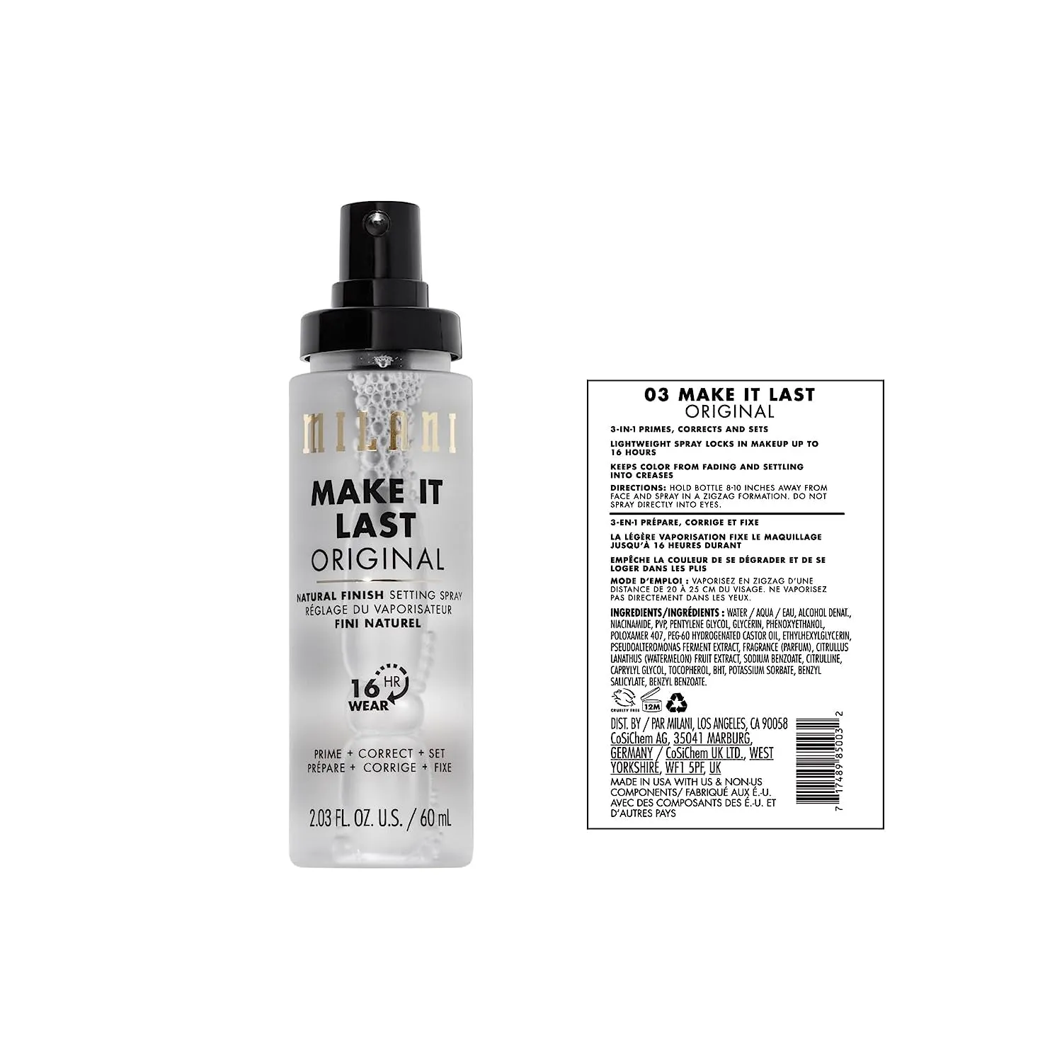 Make It Last Original - Natural Finish Setting Spray 3-In-1 Setting Spray and Primer- Prime   Correct   Set Makeup Finishing Spray and Primer - Long Lasting Makeup Primer and Spray 2.03 Fl. Oz