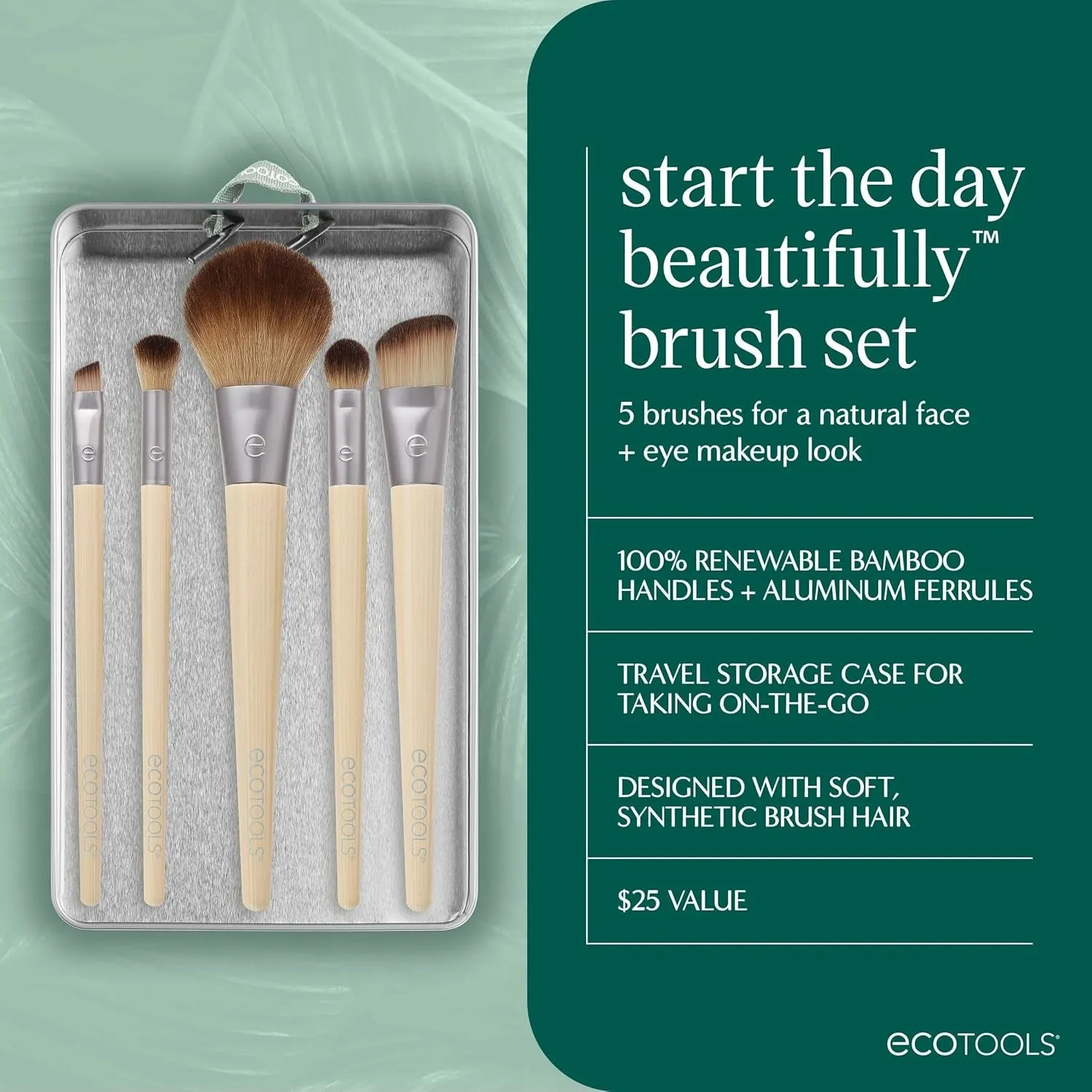 Makeup Brush Set for Eyeshadow, Foundation, Blush, and Concealer with Bonus Storage Case, Start the Day Beautifully, Travel Friendly, 6 Piece Set
