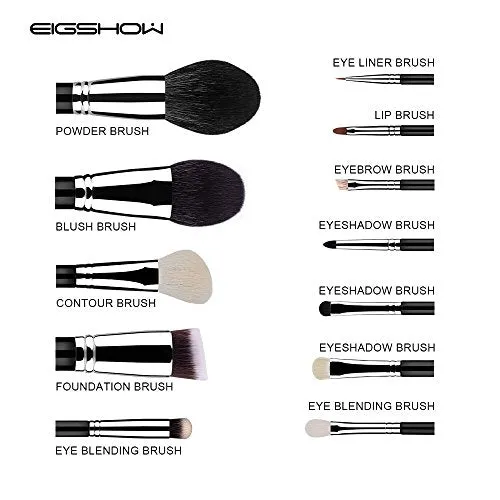 Makeup Brushes 12pcs Professional Cosmetic Brushes,Eigshow Limited Edition Foundation Powder Contour Blush Cosmetic Eye Brush Sets With Luxury Cosmetic Bag