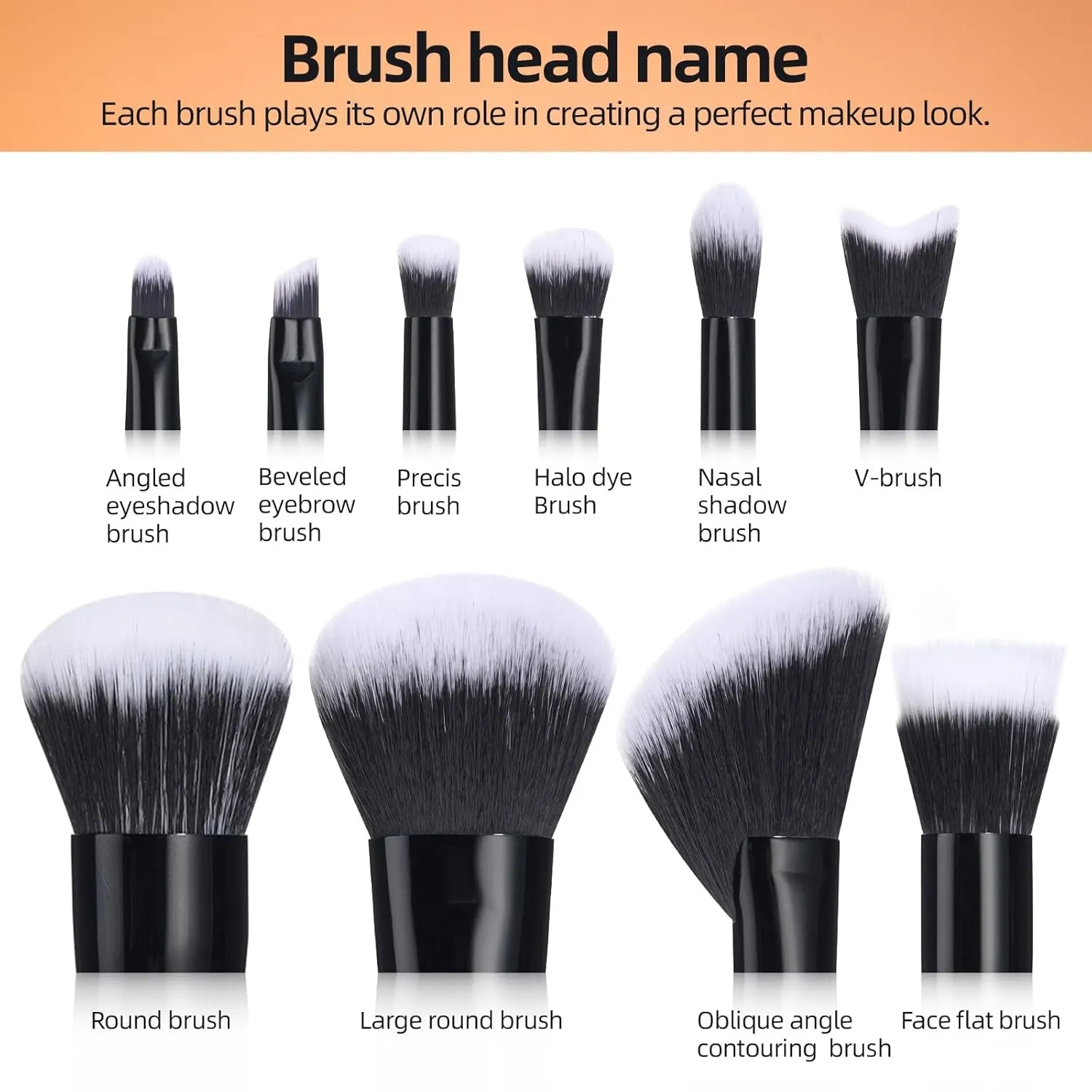 Makeup Brushes NO Smell 10 PCS Set Black Color Synthetic Foundation Powder Concealers Eyeshadows with Black Case