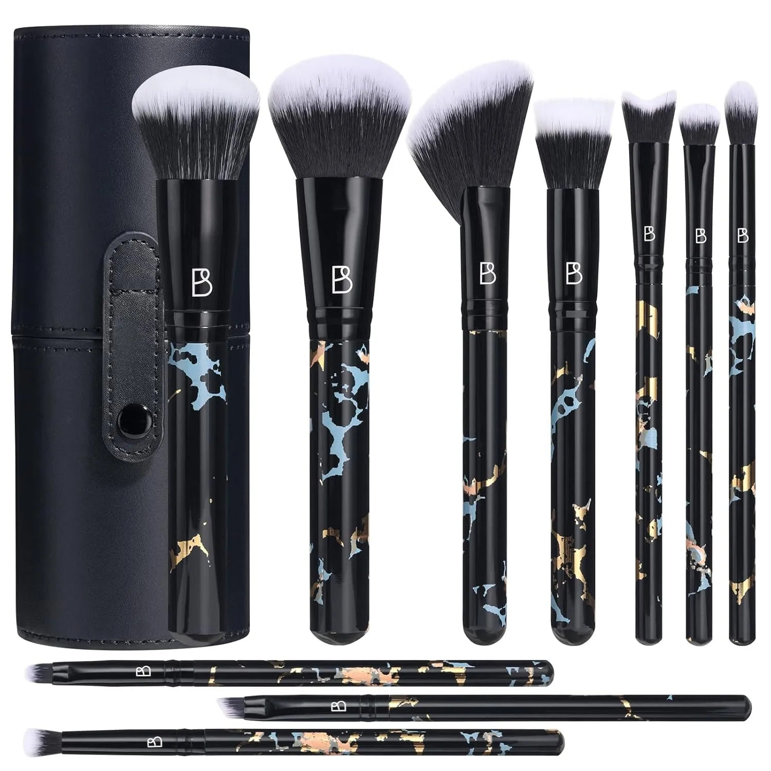 Makeup Brushes NO Smell 10 PCS Set Black Color Synthetic Foundation Powder Concealers Eyeshadows with Black Case